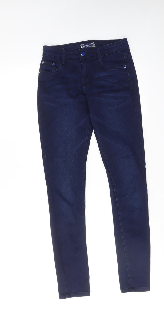 Mini Mignon Womens Blue Cotton Skinny Jeans Size 14 Regular Zip