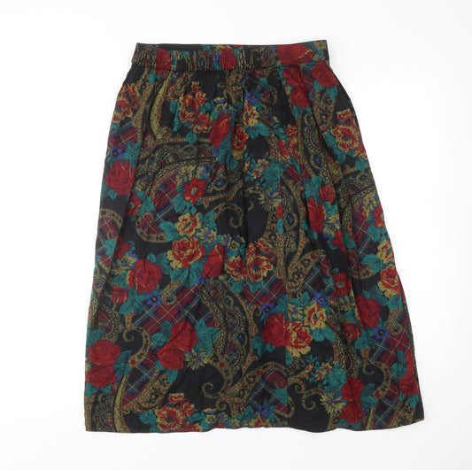 Isabelle Design Womens Multicoloured Geometric Viscose A-Line Skirt Size 14