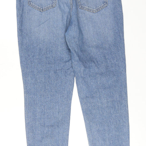 F&F Womens Blue Cotton Tapered Jeans Size 12 Regular Zip