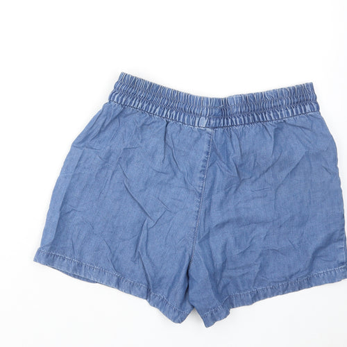 TU Womens Blue Lyocell Basic Shorts Size 8 Regular Drawstring