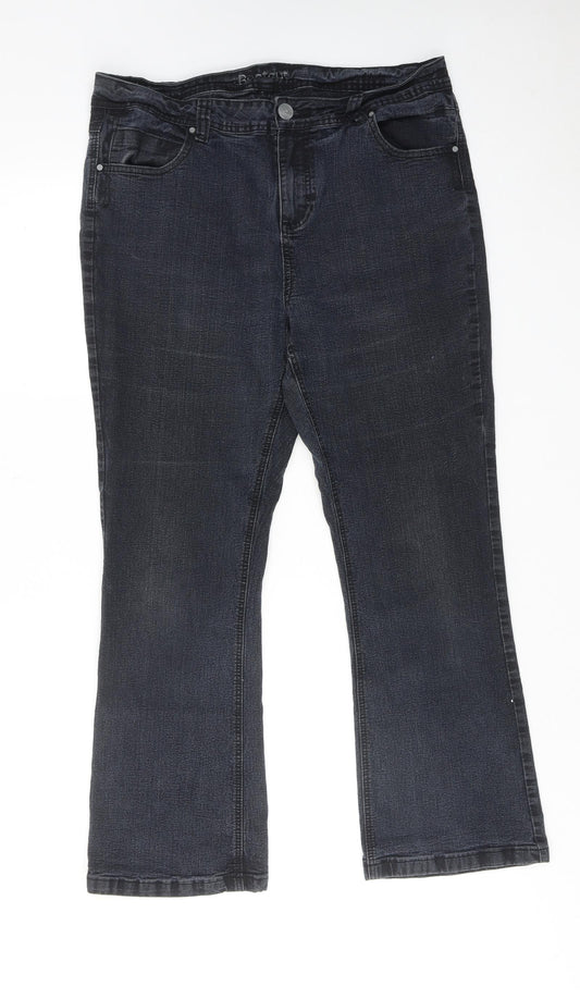 Evans Womens Black Cotton Bootcut Jeans Size 18 Regular Zip