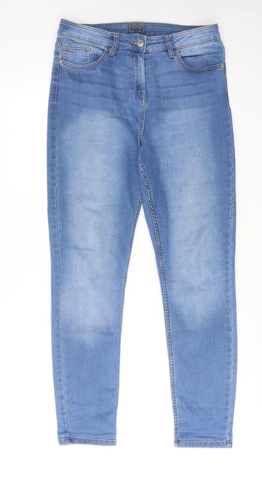 Falmer Womens Blue Cotton Skinny Jeans Size 14 Regular Zip