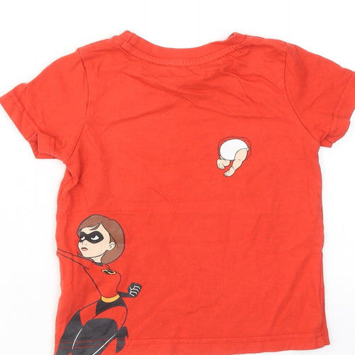 Disney Boys Red Cotton Basic T-Shirt Size 2-3 Years Round Neck Pullover - My Mummy Is Incredible