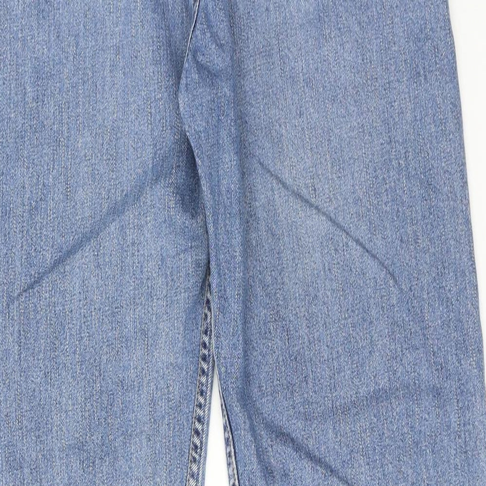 Blue Harbour Mens Blue Cotton Straight Jeans Size 34 in L31 in Regular Zip