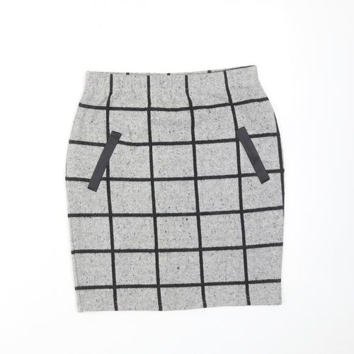 Select Womens Grey Check Polyester Straight & Pencil Skirt Size 8