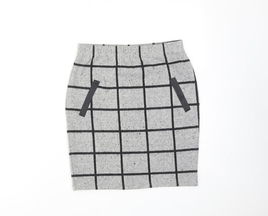 Select Womens Grey Check Polyester Straight & Pencil Skirt Size 8