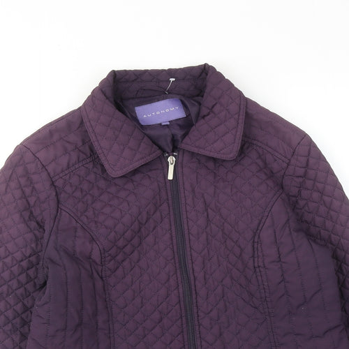 Autonomy Womens Purple Quilted Jacket Size 12 Zip