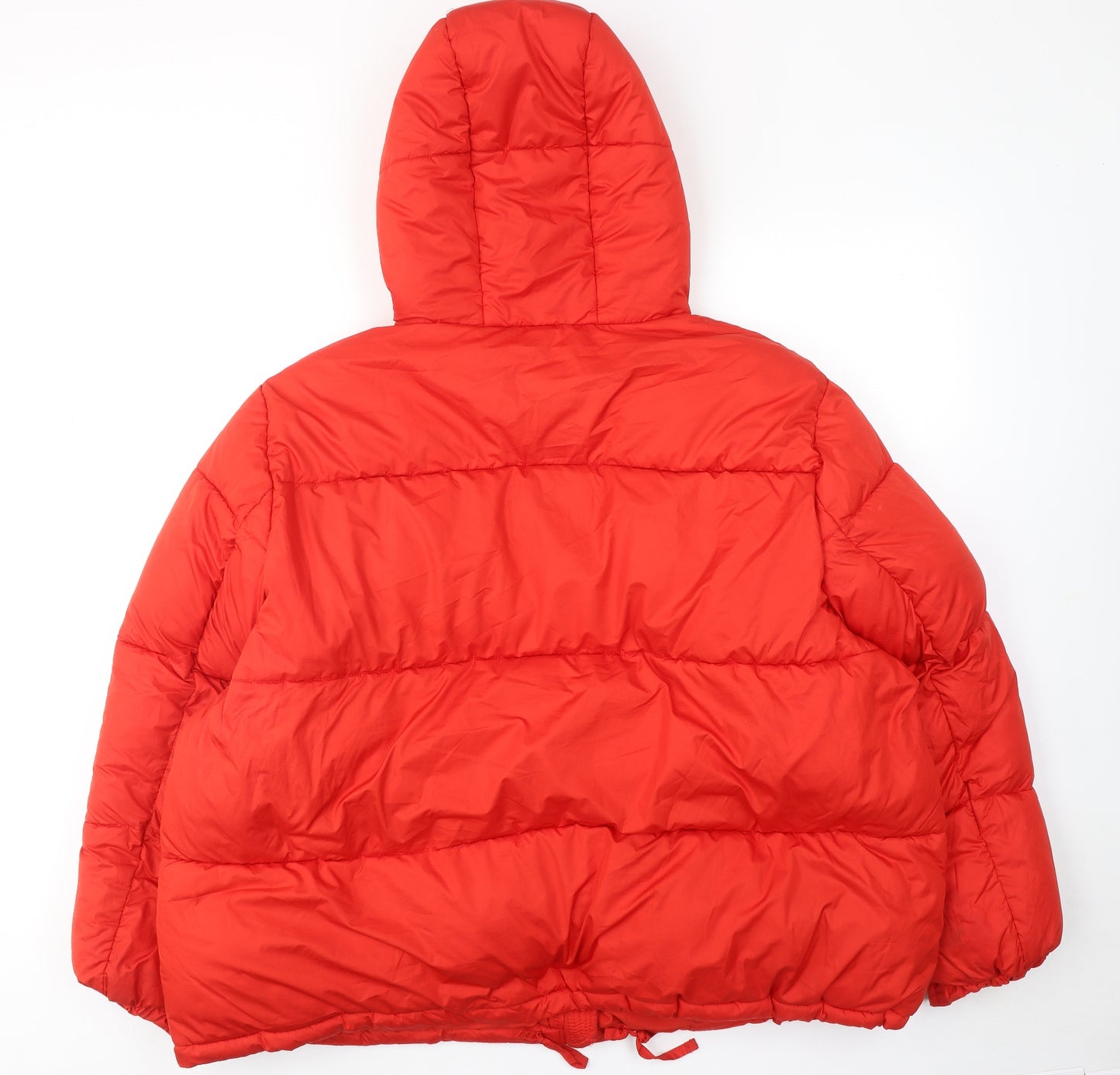 H&M Womens Red Puffer Jacket Jacket Size 2XL Zip