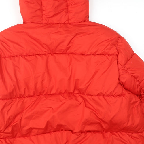 H&M Womens Red Puffer Jacket Jacket Size 2XL Zip