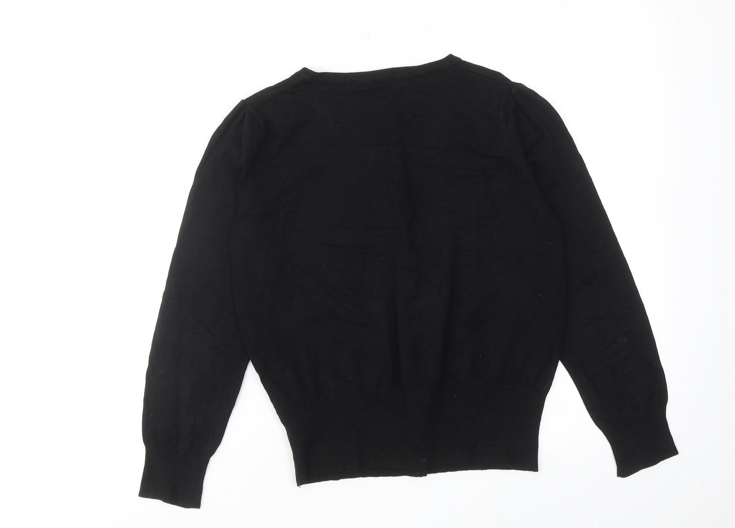 Marks and Spencer Womens Black Round Neck Viscose Cardigan Jumper Size 12