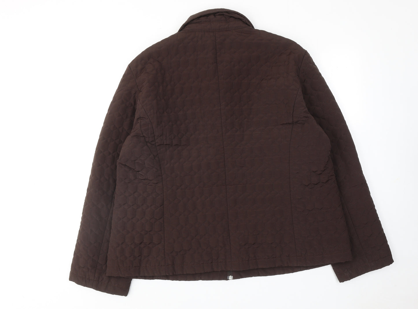 Y.B.C Womens Brown Quilted Jacket Size 2XL Zip