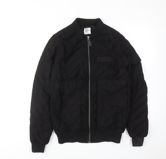 H&M Mens Black Bomber Jacket Jacket Size XS Zip