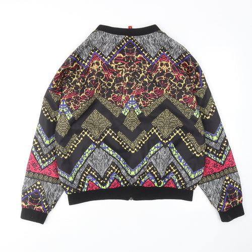H&M Womens Multicoloured Geometric Bomber Jacket Jacket Size M Zip
