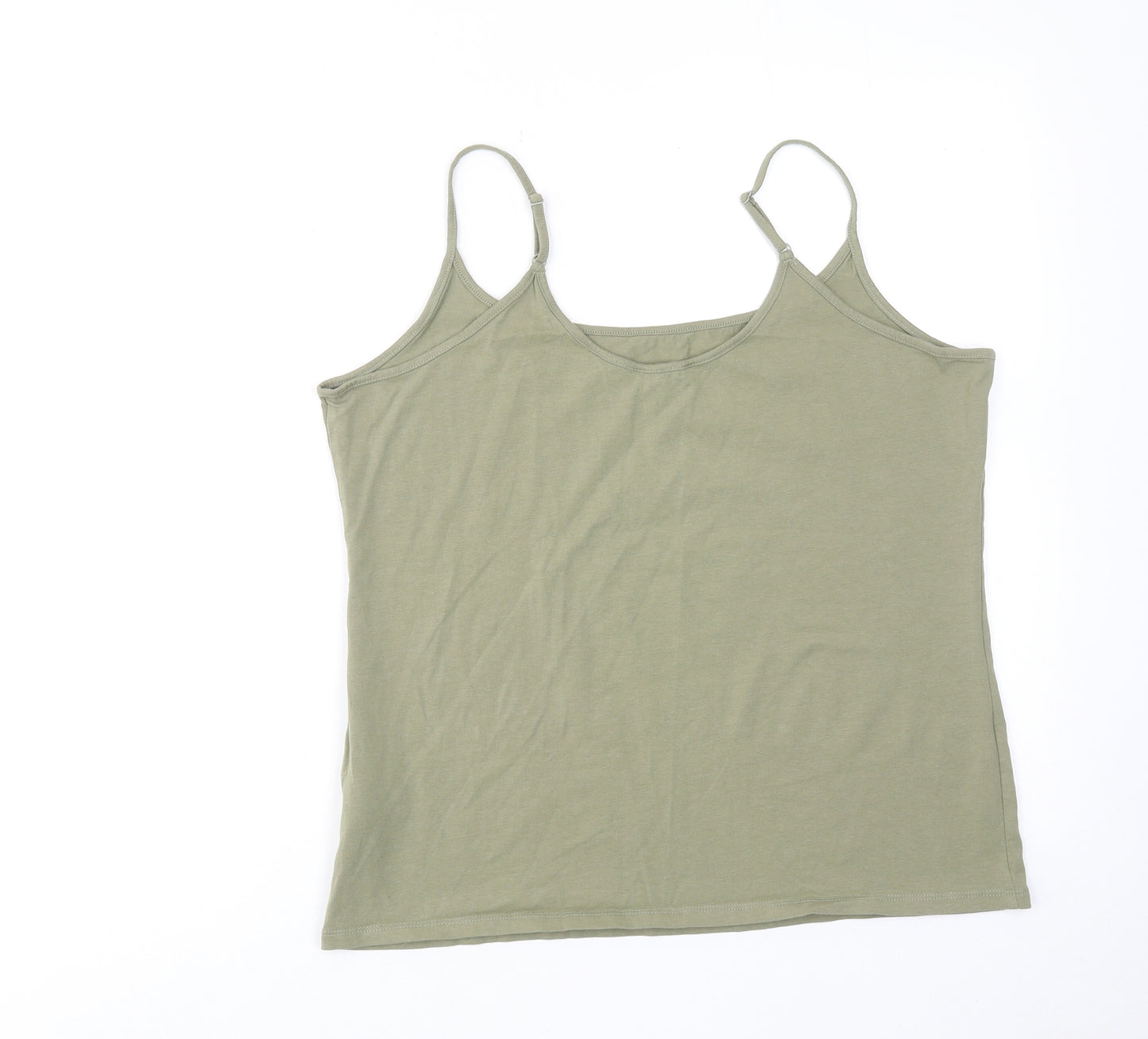 Marks and Spencer Womens Green Cotton Camisole Tank Size 16 Scoop Neck