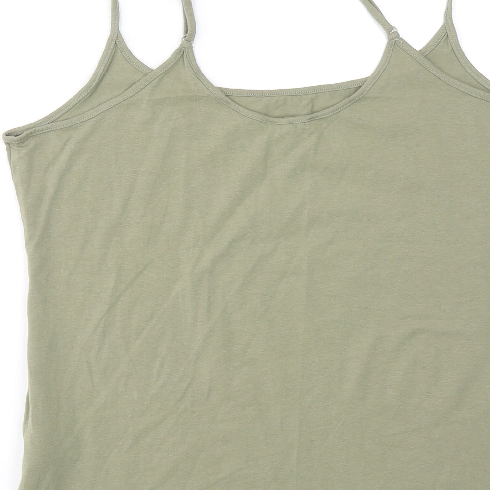 Marks and Spencer Womens Green Cotton Camisole Tank Size 16 Scoop Neck