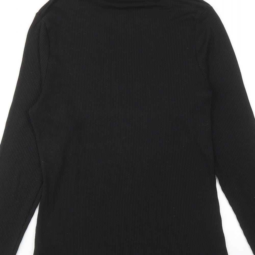Marks and Spencer Womens Black Roll Neck Viscose Pullover Jumper Size 14