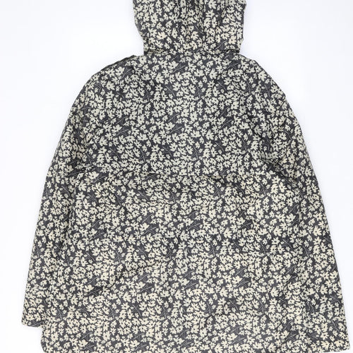 Cotton Traders Womens Black Floral Rain Coat Coat Size 16 Zip