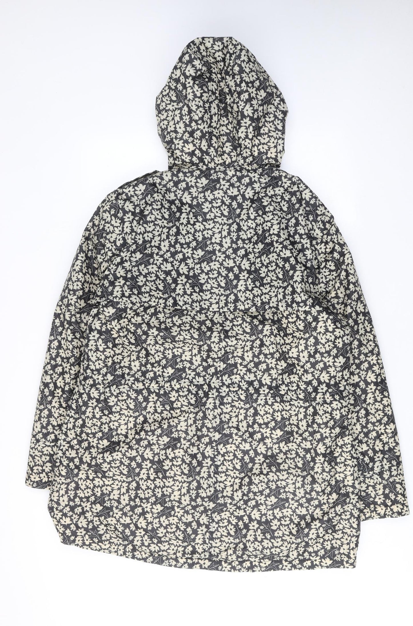 Cotton Traders Womens Black Floral Rain Coat Coat Size 16 Zip