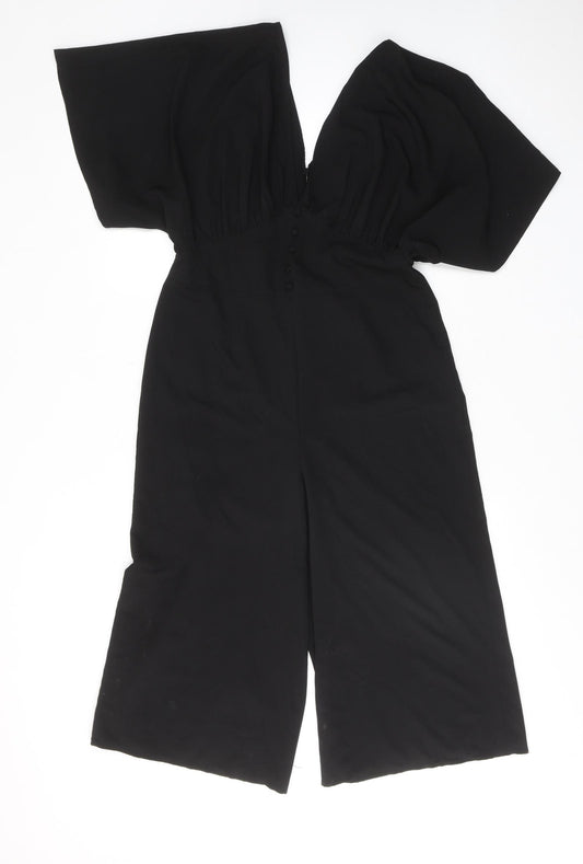 ASOS Womens Black Polyester Jumpsuit One-Piece Size 10 Zip