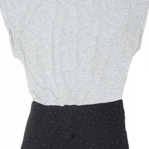 Oliver Bonas Womens Black Cotton T-Shirt Dress Size 8 Round Neck Pullover