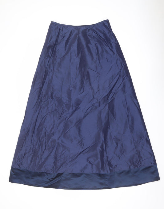 Laura Ashley Womens Blue Silk Maxi Skirt Size 12 Zip
