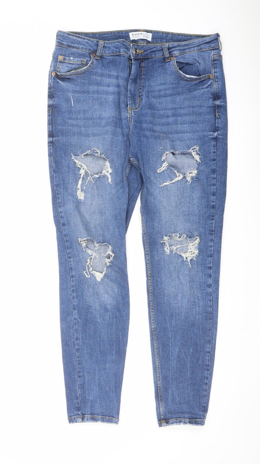 Denim & Co. Womens Blue Cotton Skinny Jeans Size 16 L28 in Regular Button
