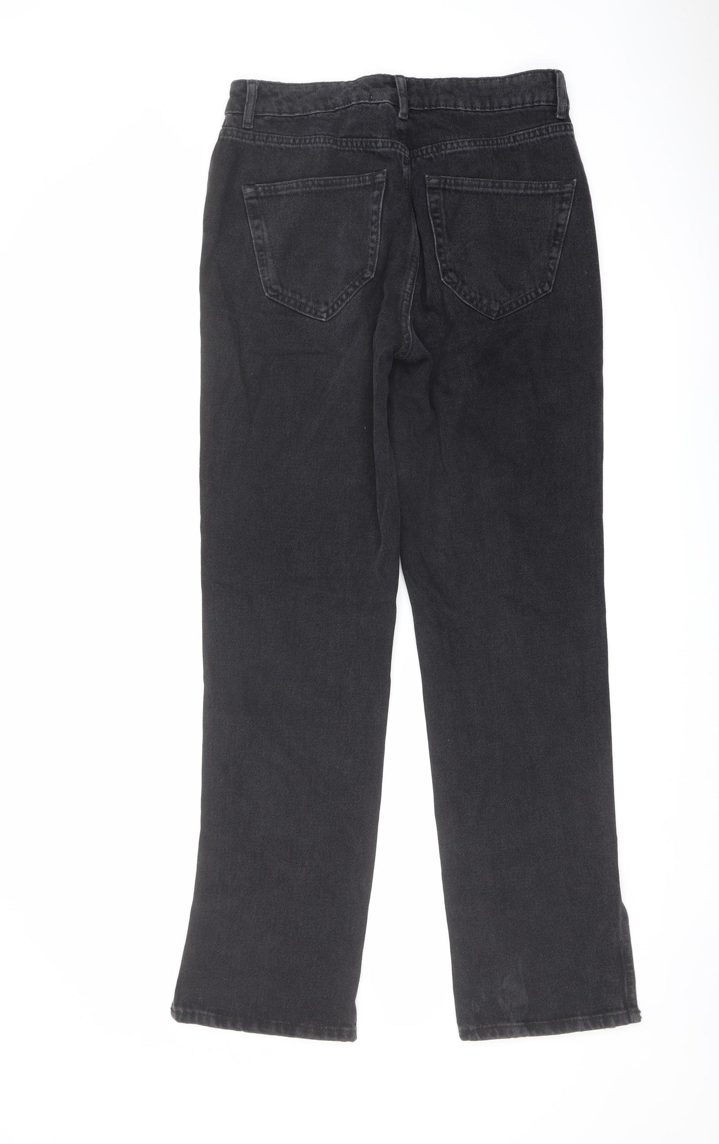 Denim & Co. Womens Black Cotton Straight Jeans Size 12 L31 in Regular Button