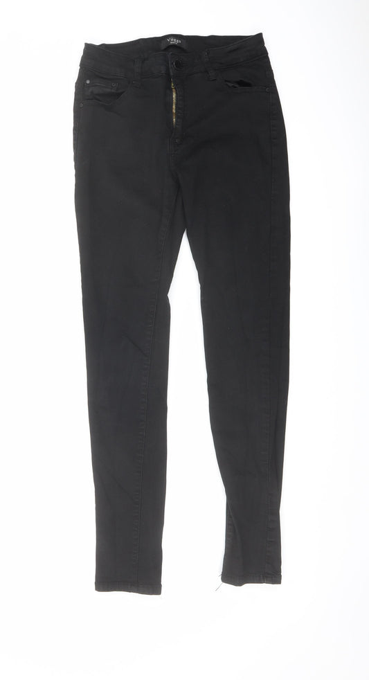 Voggo Womens Black Cotton Skinny Jeans Size 24 in L27 in Regular Button