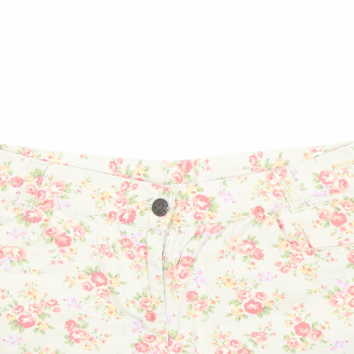 Denim & Co. Womens Multicoloured Floral Cotton Mom Shorts Size 12 L3 in Regular Button