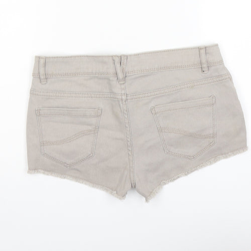 Denim & Co. Womens Beige Cotton Hot Pants Shorts Size 6 L3 in Regular Button