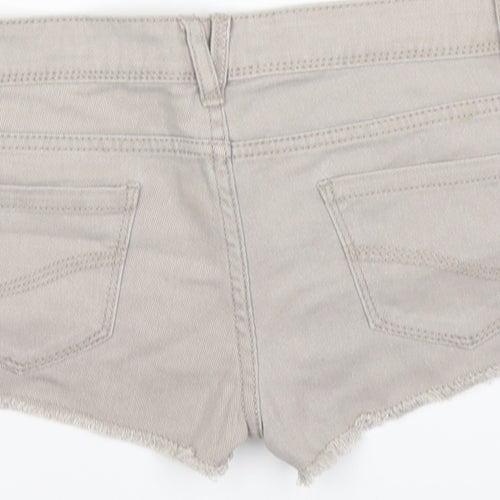 Denim & Co. Womens Beige Cotton Hot Pants Shorts Size 6 L3 in Regular Button