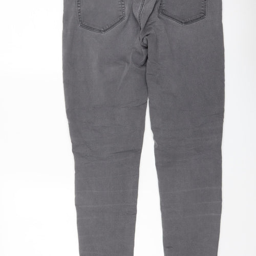 Mango Womens Grey Cotton Skinny Jeans Size 12 L31 in Regular Button