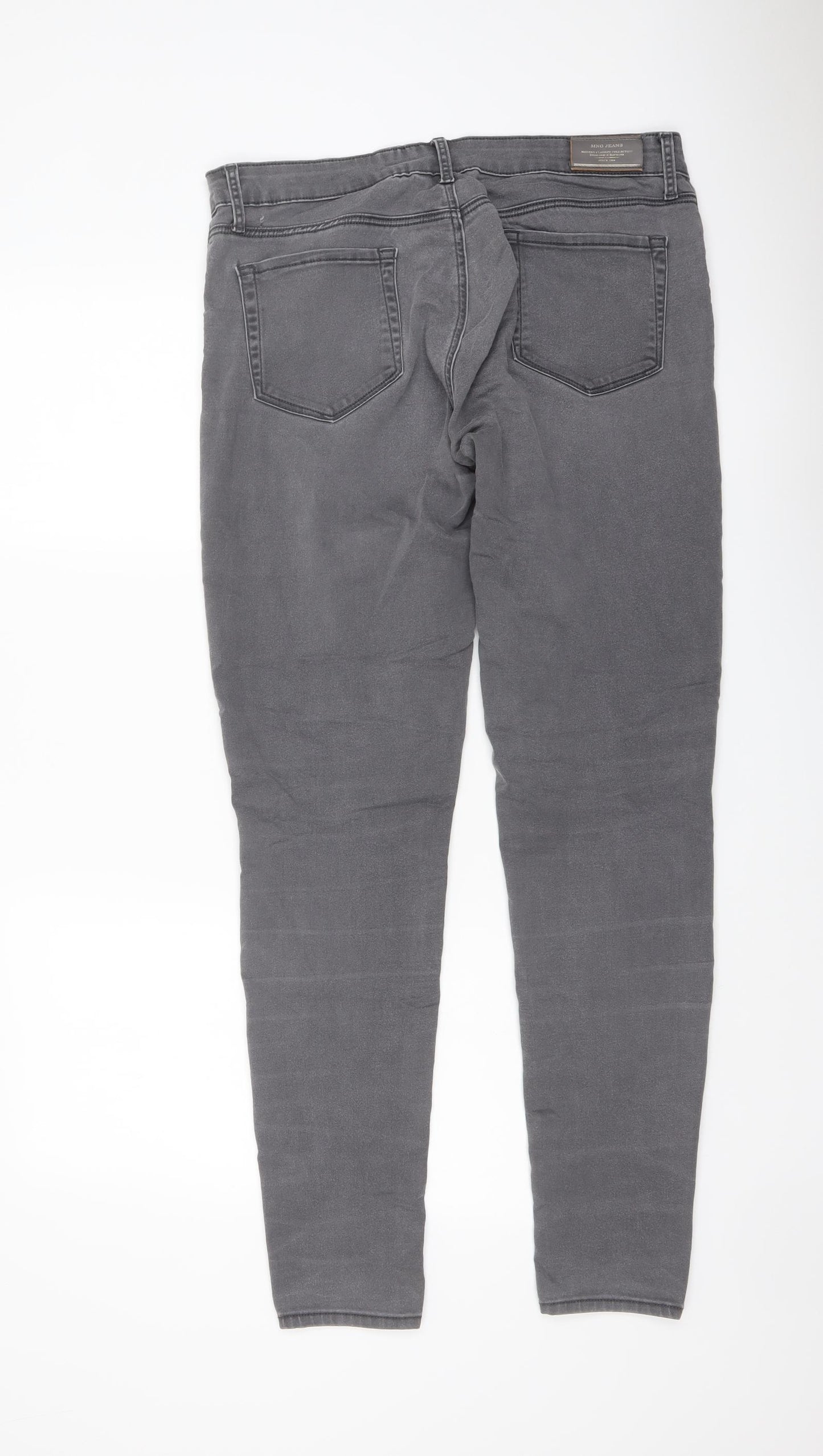 Mango Womens Grey Cotton Skinny Jeans Size 12 L31 in Regular Button