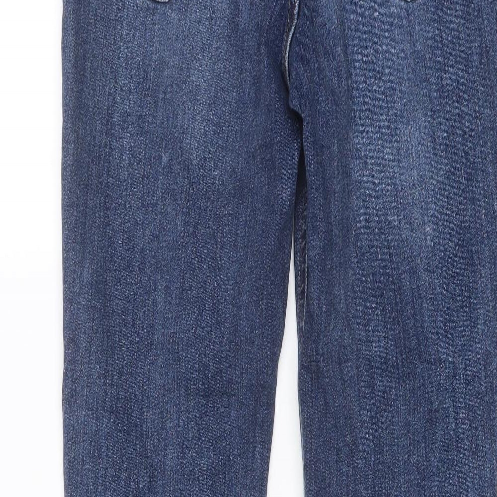 F&F Womens Blue Cotton Straight Jeans Size 12 L29 in Regular Button