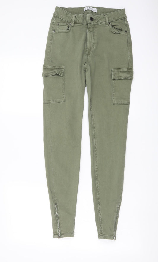 Denim & Co. Womens Green Cotton Skinny Jeans Size 8 L29 in Regular Button - Ankle Zip