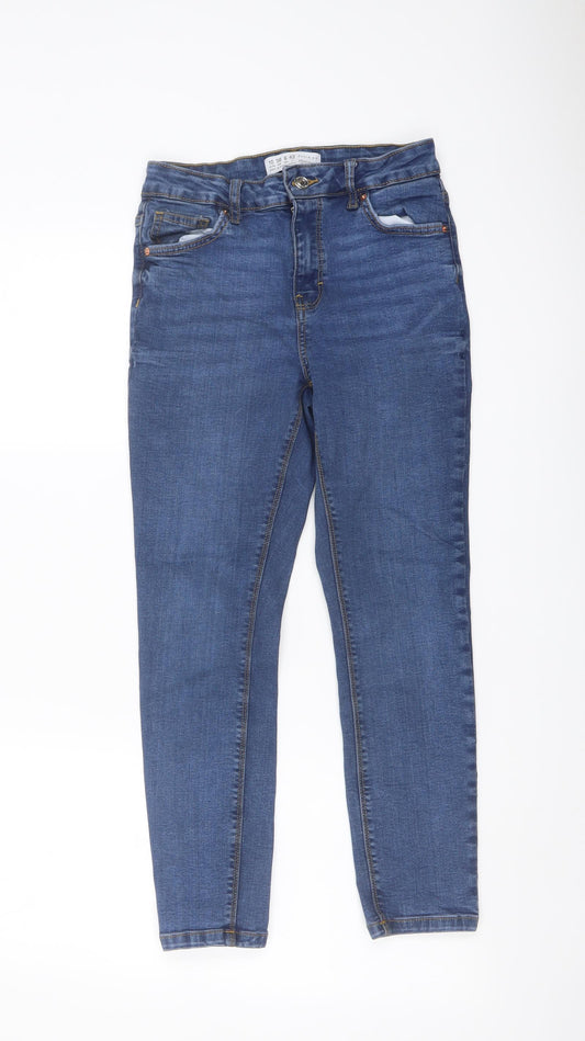 Denim & Co. Womens Blue Cotton Skinny Jeans Size 10 L24 in Regular Button