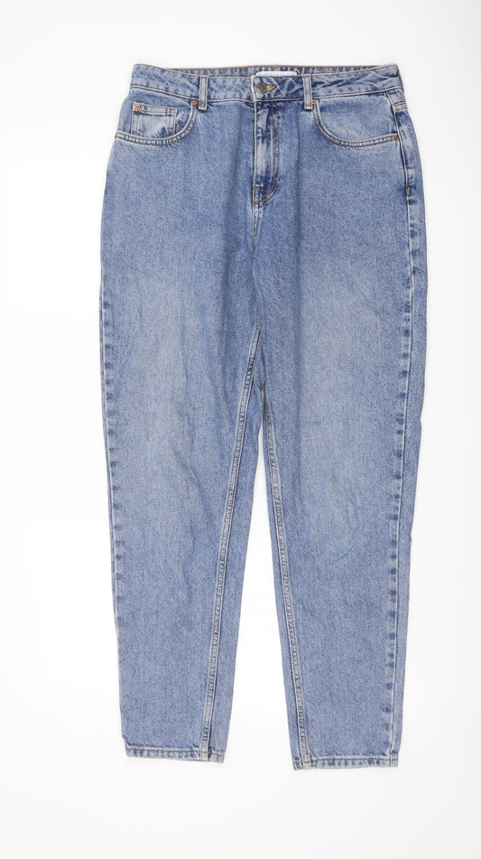 Denim & Co. Womens Blue Cotton Tapered Jeans Size 12 L29 in Regular Button