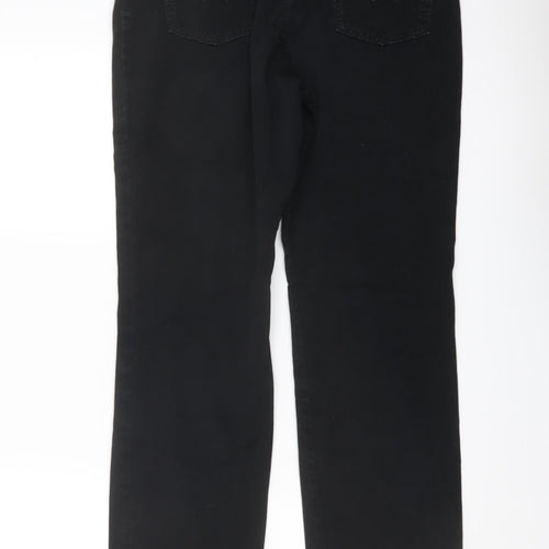 Marks and Spencer Womens Black Cotton Straight Jeans Size 12 L30 in Regular Button