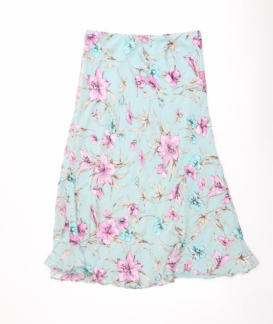 Viyella Womens Multicoloured Floral Silk Swing Skirt Size 16