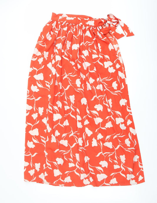 ASOS Womens Red Floral Polyester Wrap Skirt Size 6 Tie