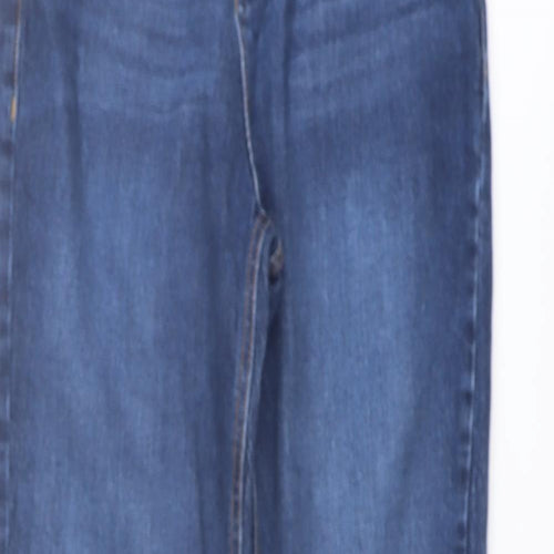 F&F Womens Blue Cotton Straight Jeans Size 10 L24 in Regular Button