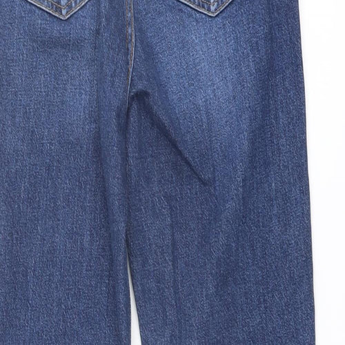 F&F Womens Blue Cotton Straight Jeans Size 10 L24 in Regular Button