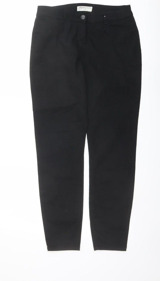 Papaya Womens Black Cotton Skinny Jeans Size 10 L28 in Regular Button