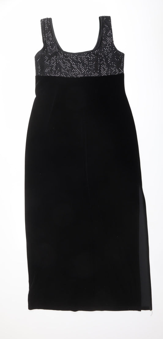 Sophia Defol Womens Black Polyester Tank Dress Size 10 Square Neck Pullover