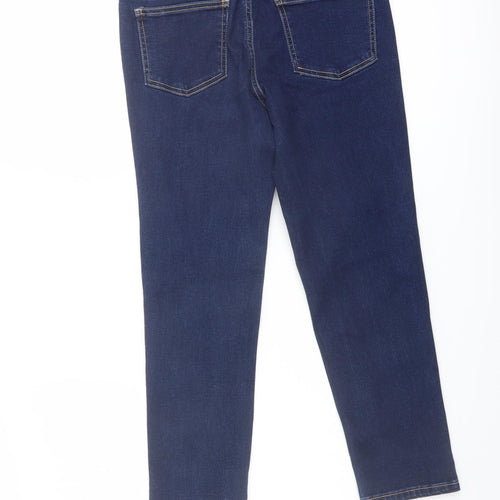 TU Womens Blue Cotton Straight Jeans Size 8 L24 in Regular Button