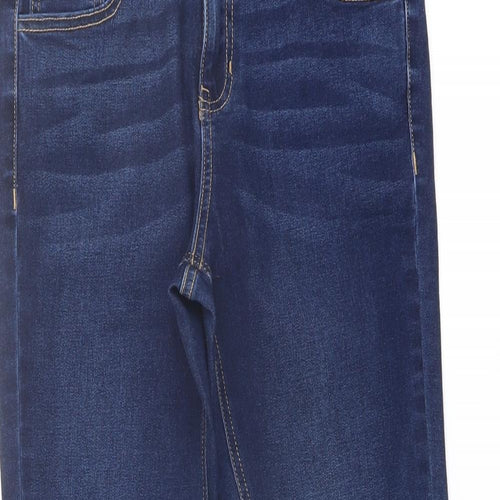 TU Womens Blue Cotton Straight Jeans Size 8 L24 in Regular Button