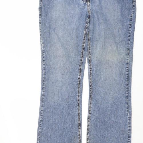 Papaya Womens Blue Cotton Bootcut Jeans Size 16 L29 in Regular Button