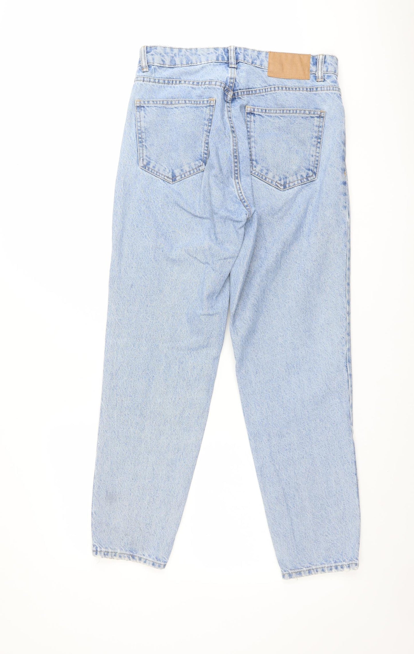 Zara Womens Blue Cotton Straight Jeans Size 10 L27 in Regular Button