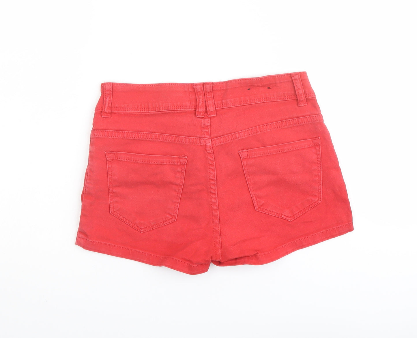 New Look Womens Red Cotton Mom Shorts Size 6 L3 in Regular Button