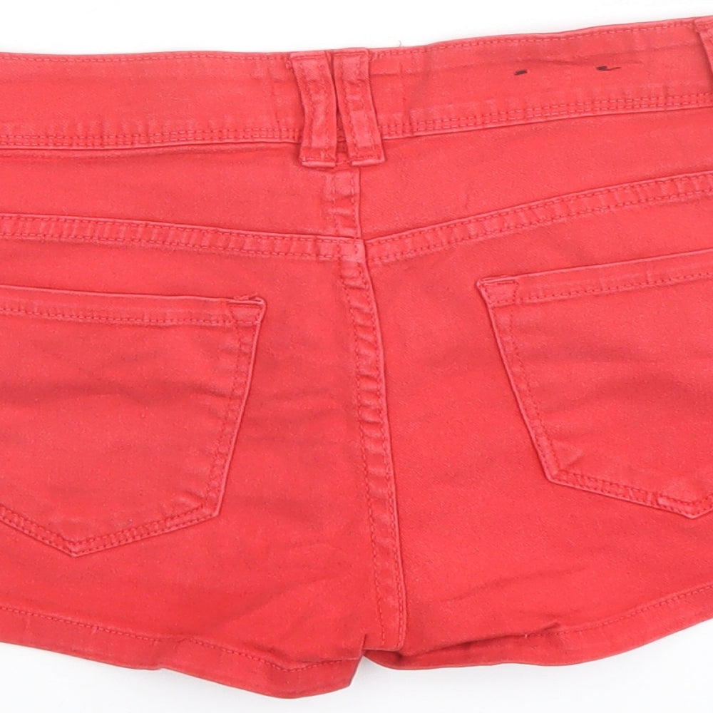 New Look Womens Red Cotton Mom Shorts Size 6 L3 in Regular Button